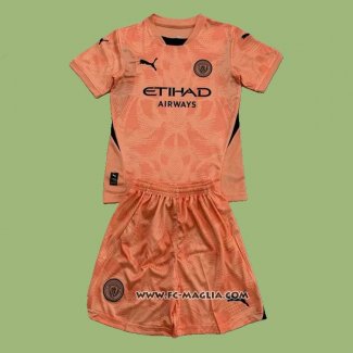 Maglia Manchester City Portiere Bambino 2024 2025 Arancione