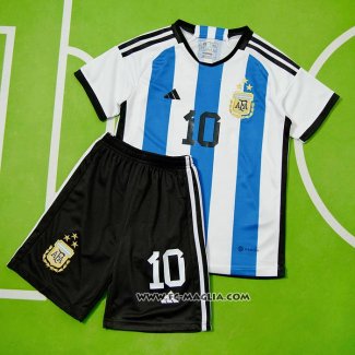 Prima Maglia Argentina Giocatore Messi Bambino 2022